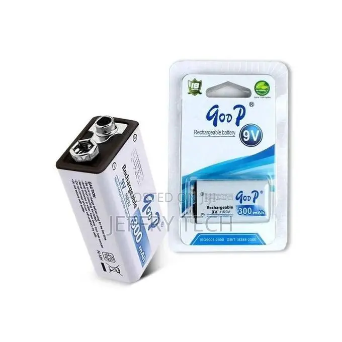 Goop 9v 300mah Rechargeable Battery, Blister Pack of X 9-Volt Battery