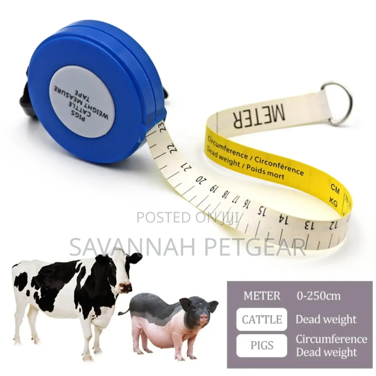 Animal Weight Tape for Cows, Pigs Etc Size: 250cm/ 1000kg