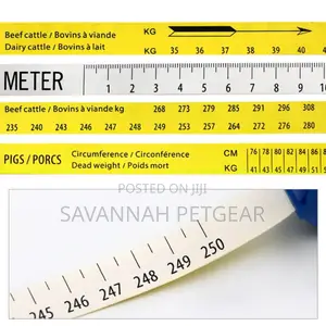 Animal Weight Tape for Cows, Pigs Etc Size: 250cm/ 1000kg