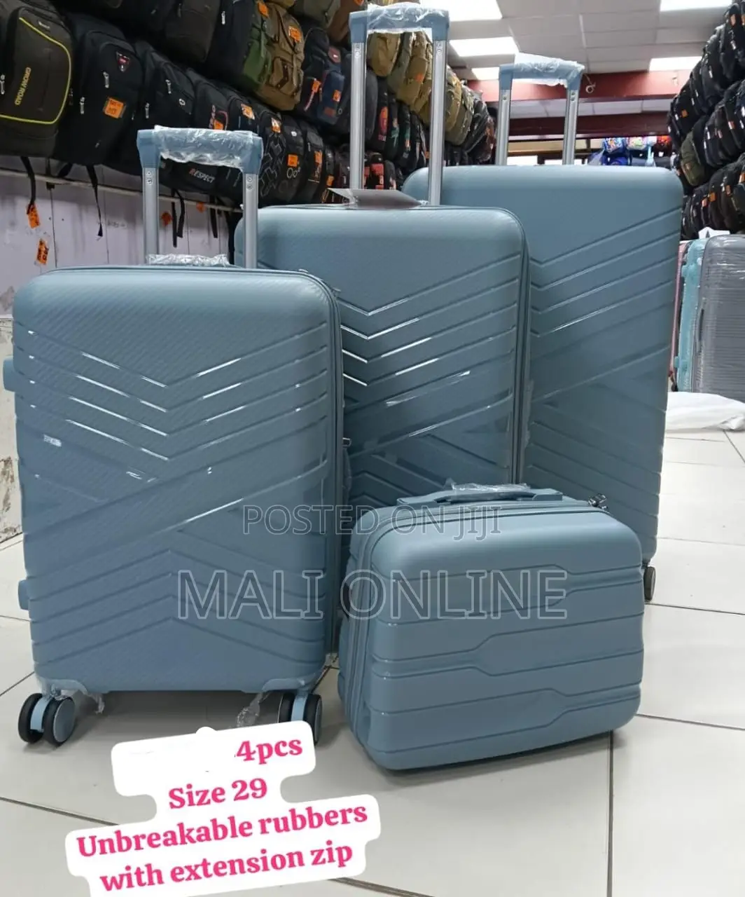 4-Piece Unbreakable Rubber Luggage Set Size 29 Travel Suitcase
