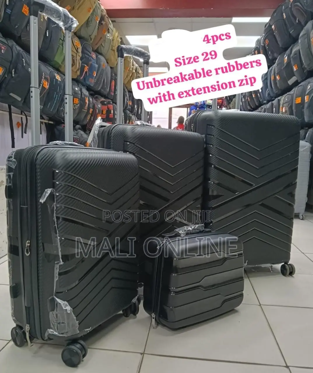 4-Piece Unbreakable Rubber Luggage Set Size 29 Travel Suitcase