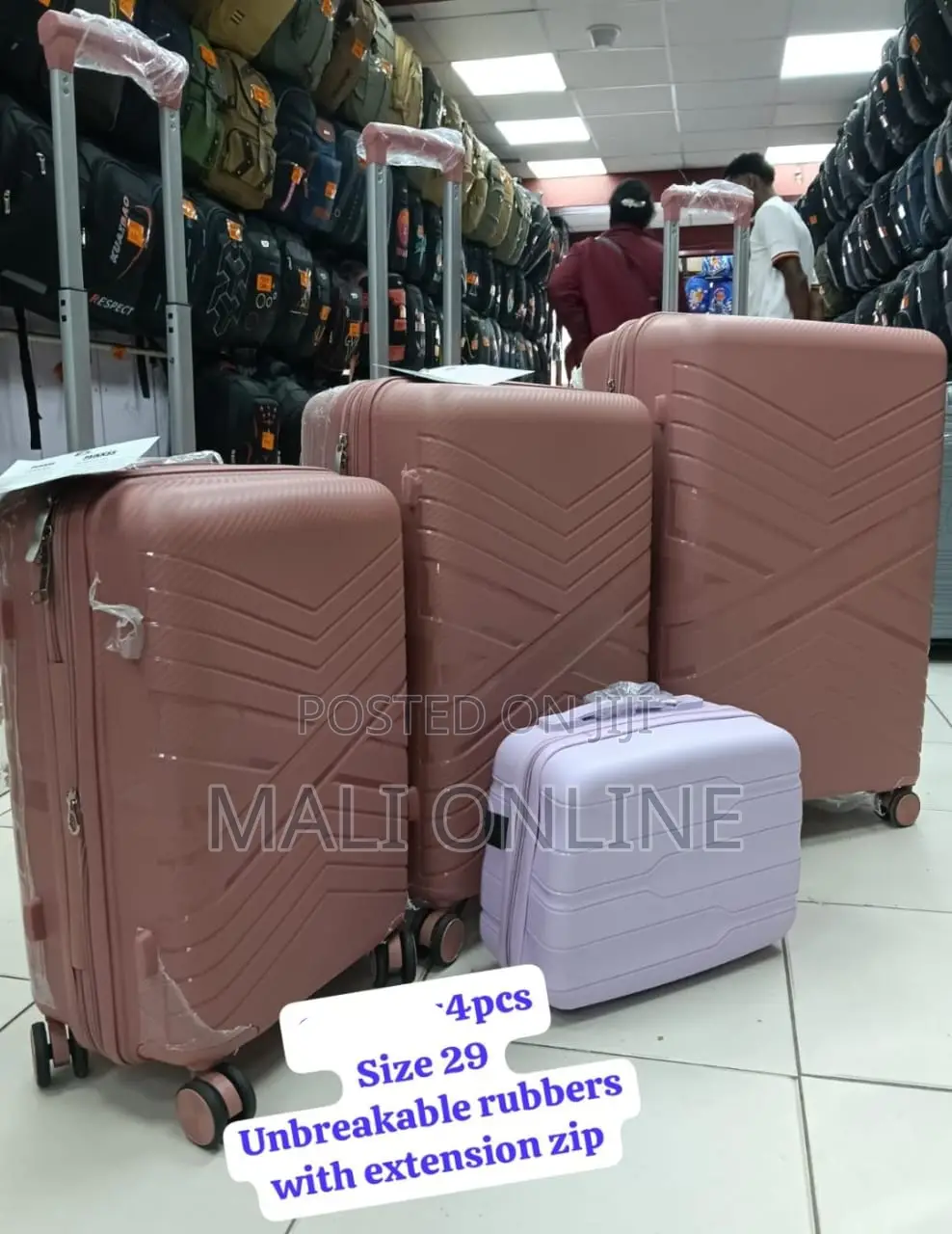4-Piece Unbreakable Rubber Luggage Set Size 29 Travel Suitcase