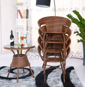 Home Dining Set; Weather-Resistant Rattan Patio Dining Ensemble