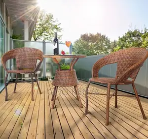 Home Dining Set; Weather-Resistant Rattan Patio Dining Ensemble