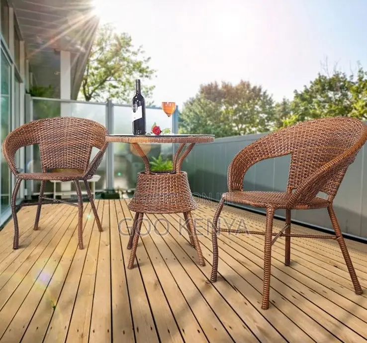 Home Dining Set; Weather-Resistant Rattan Patio Dining Ensemble
