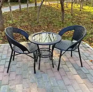 Home Dining Set; Small-Space Patio Rattan Bistro Dining Set