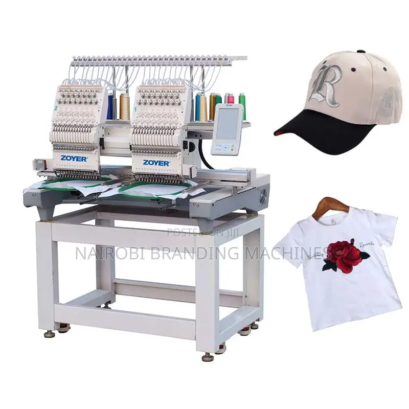 2 Head Embroidery Machine 12 15 Needles for Bags Caps Hats Clothes Etc