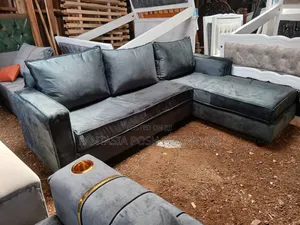 Dark Grey L-Shaped Fabric Sofa - Free Delivery