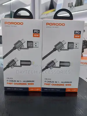 Porodo 4-in-1 Fast Charging Cable Usb-C Usb-a to Type-C Lightning