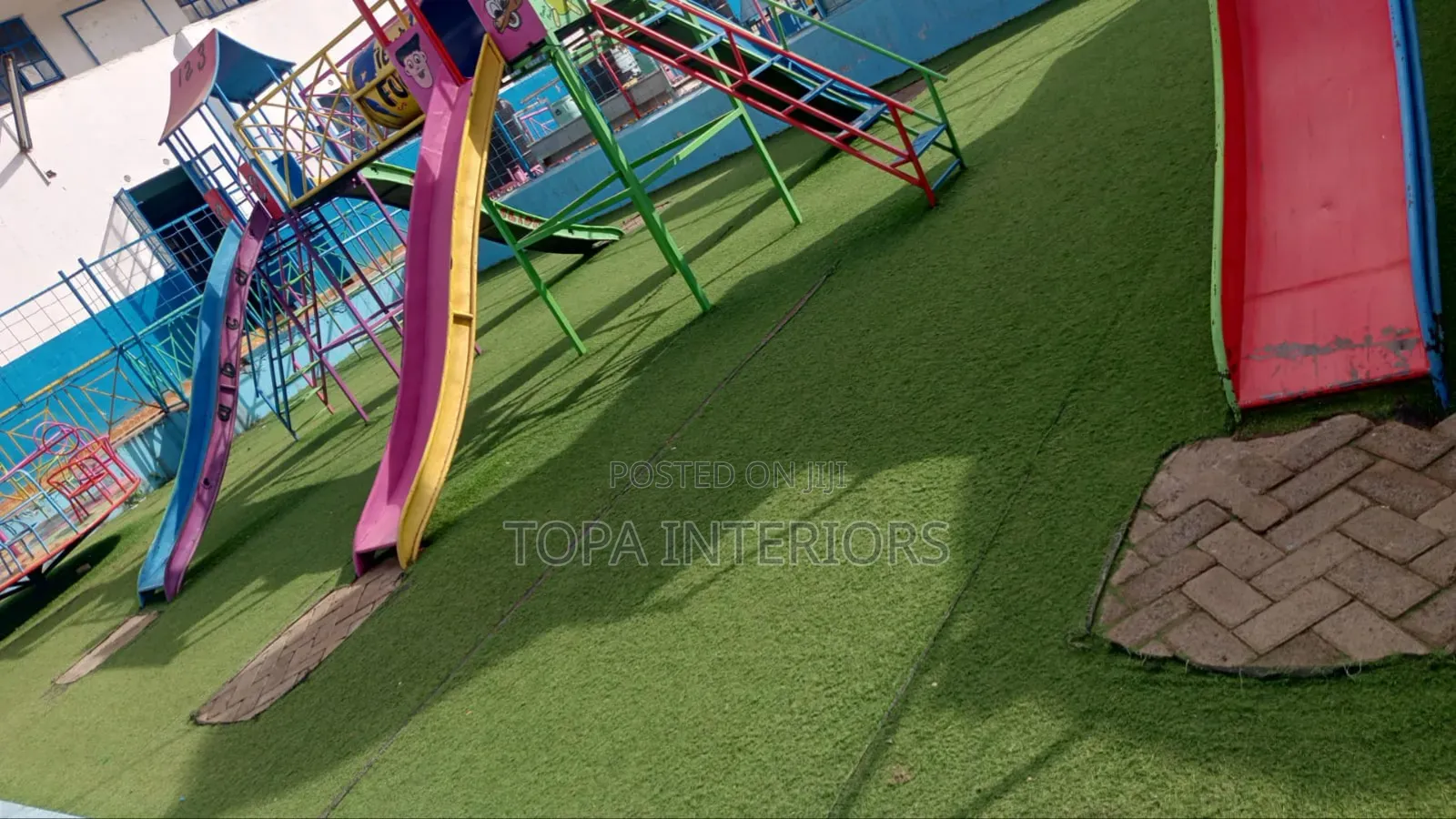 Kindergarten Playground 35mm Artificial Green Turf Grass Carpets