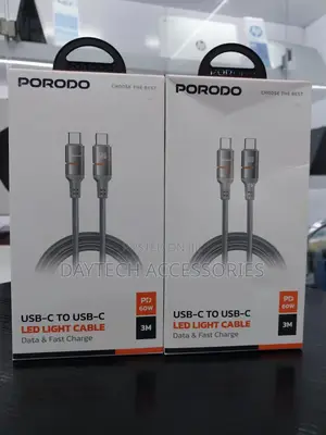 Porodo 3m 60w Type-C to Type-C Braided Cable - Grey