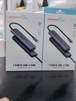 Porodo* Blue 7 Ports Usb-C Hub Hdmi Dual Usb-C