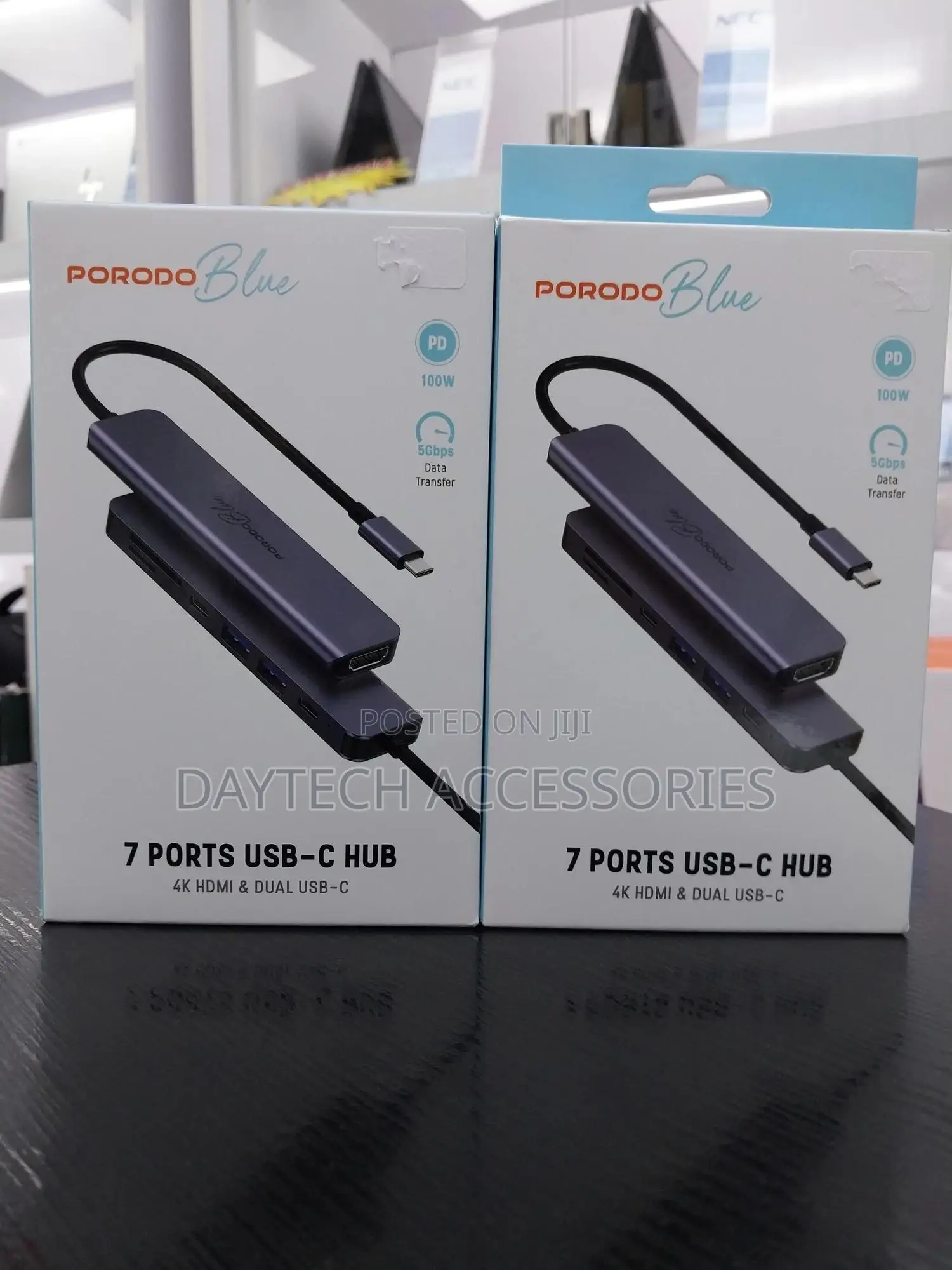Porodo* Blue 7 Ports Usb-C Hub Hdmi Dual Usb-C