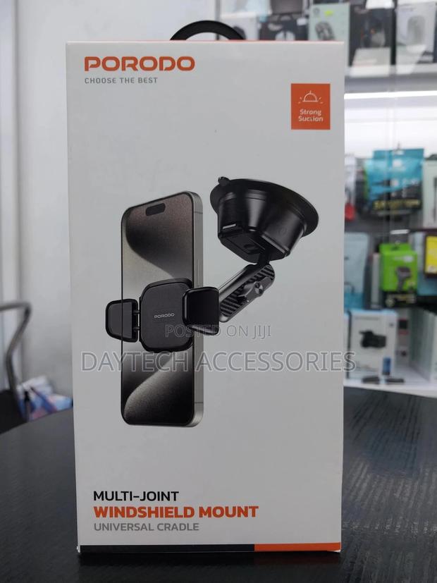 Porodo Multi-Joint Windshield Mount Universal Cradle Phone Mount.