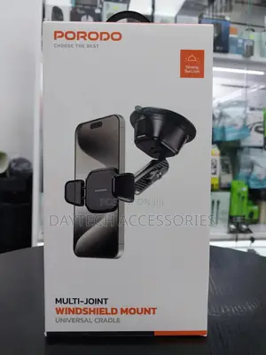 Porodo Multi-Joint Windshield Mount Universal Cradle Phone Mount.