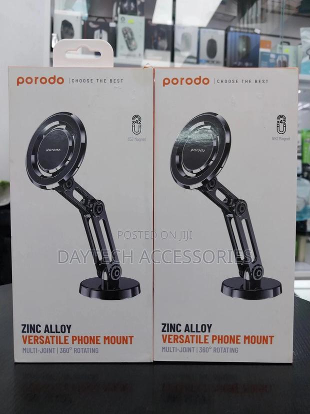 Porodo Magnetic Zinc Alloy Phone Stand Multi-Joint 360° Rotating.