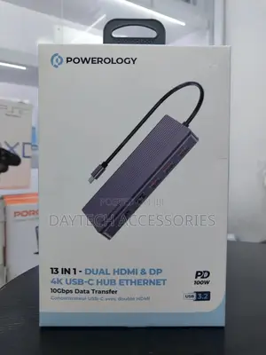 Powerology 13 In1 Usb-C Hub Hdmi Type-C 100w Pd Ethernet Hub.