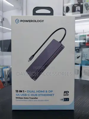 Powerology 13 In1 Usb-C Hub Hdmi Type-C 100w Pd Ethernet Hub.