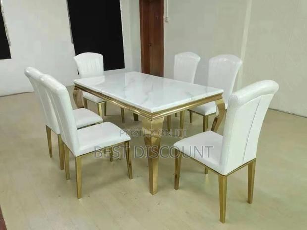 Gold Stand Marble Dining Table - main view