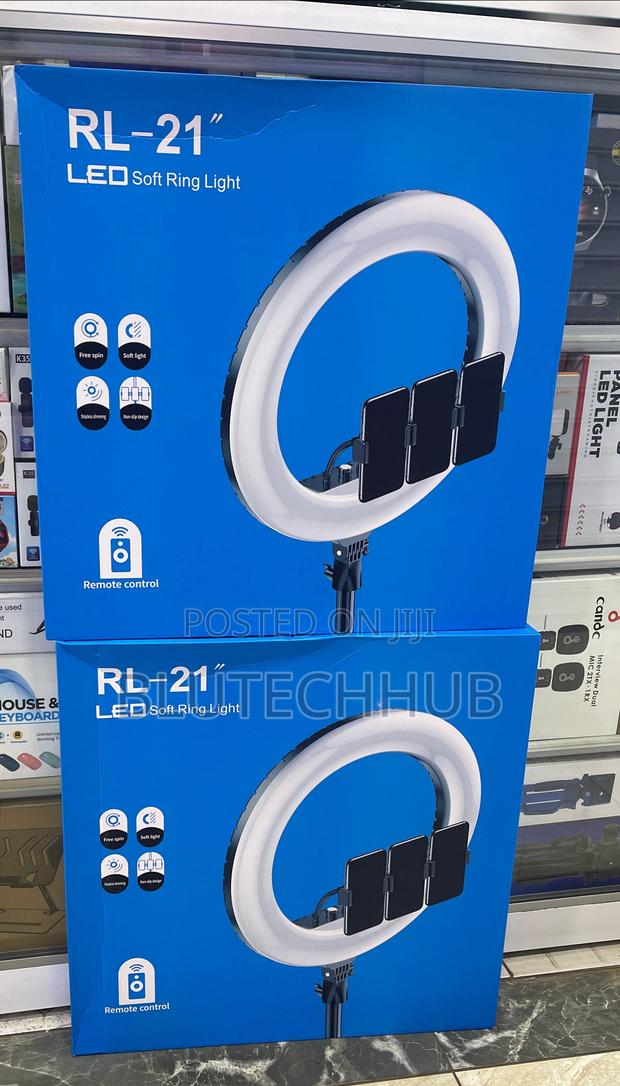 22-Inch Rl Led Ring Light With 3 Phone Holders, Soft Modes Remote