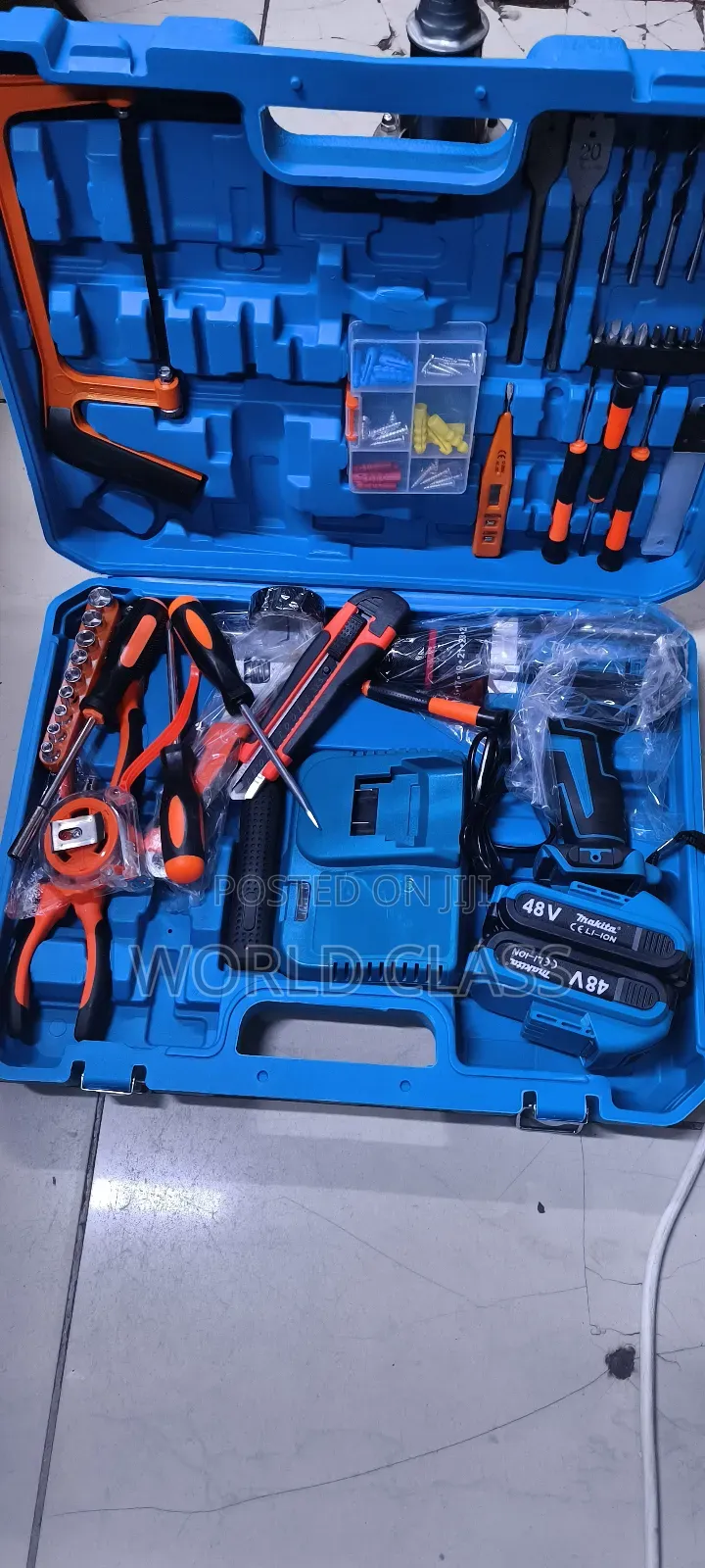Cordless Drill 47pc Tool Set 36v With 2 Batteries