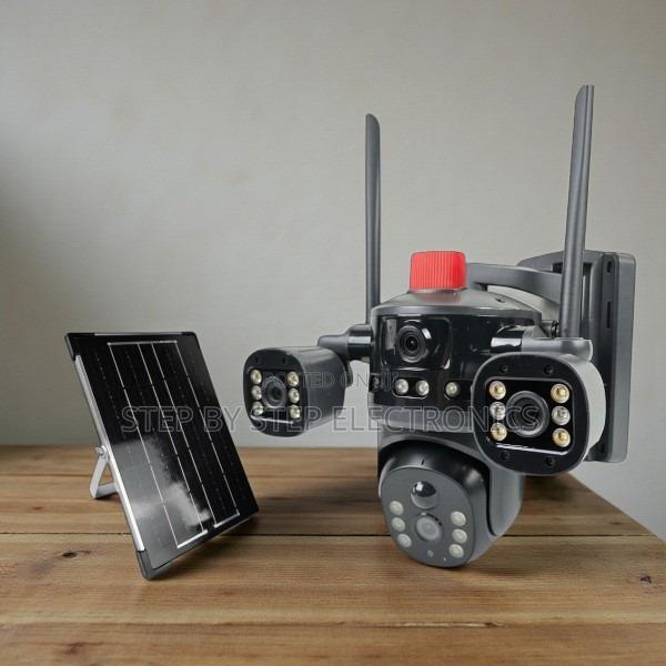 4g Multiple Lens Solar Camera With Light Alarm Siren Motion Detect