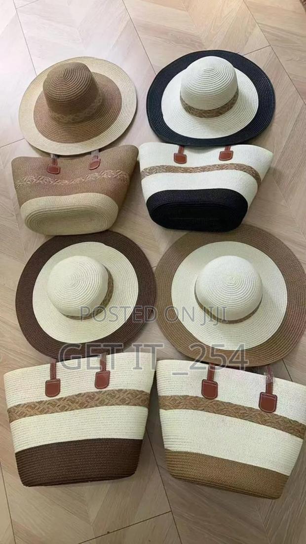 Ladies Straw Bag With Matching Summer Hats🔥Bag Size : 28cm By 20cm