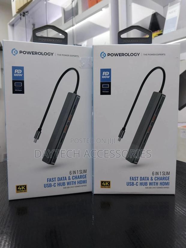 Powerology 6in1 Slim Hdmi Usb-C Hub 10gbps Data Transfer - thumbnail 3