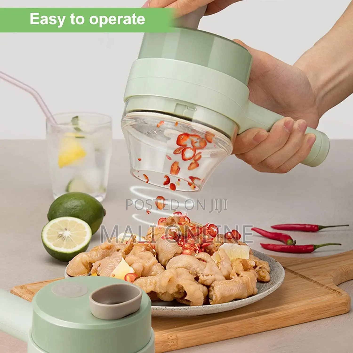 4-in-1 Electric Vegetable Cutter Chopper Rechargeable Food Processor