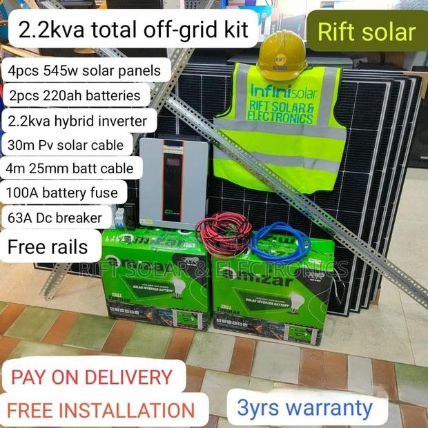 2.2kva Total Off-Grid Kit (2)220ah Tubular Battery -(4)545 Watt Solar