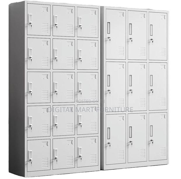 White 15 Bin Storage Steel Cabinet - thumbnail 5