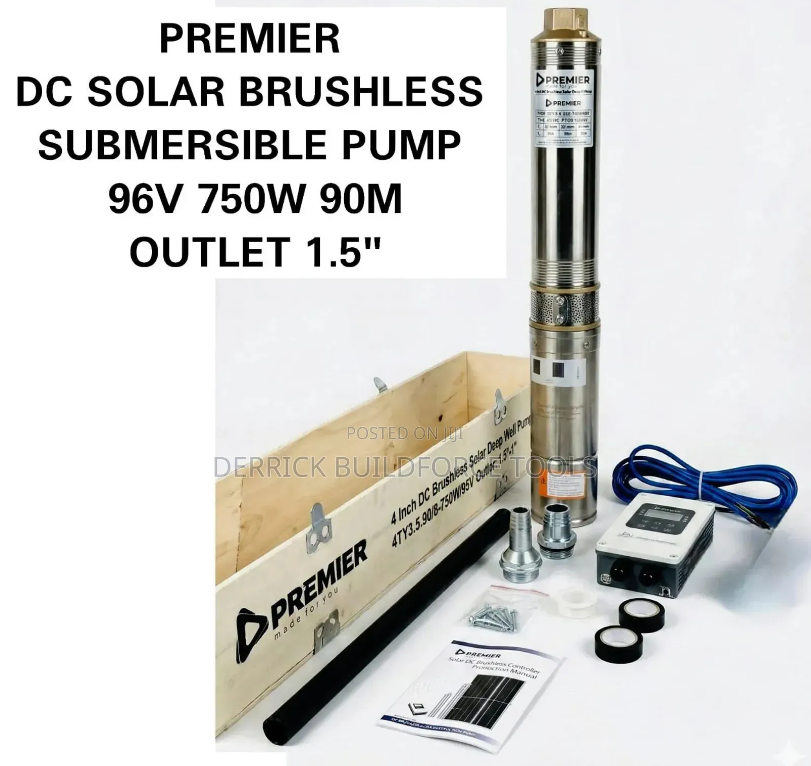 Premier Dc Solar Brushless Submersible Pump 96v 750w 90m