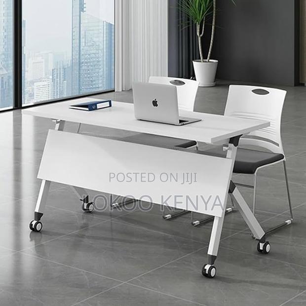 Office Desk; Rectangular Movable Foldable Home Office Computer Desk - thumbnail 3