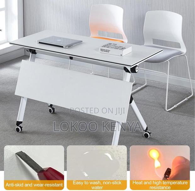 Office Desk; Rectangular Movable Foldable Home Office Computer Desk - thumbnail 5