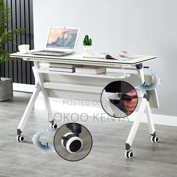 Office Desk; Rectangular Movable Foldable Home Office Computer Desk - thumbnail 6