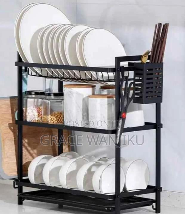 3 Tier All Black Metallic Dishrack