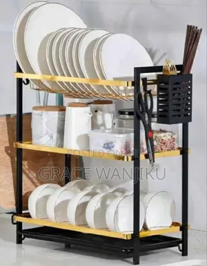3 Layer Dishrack-Black and Gold