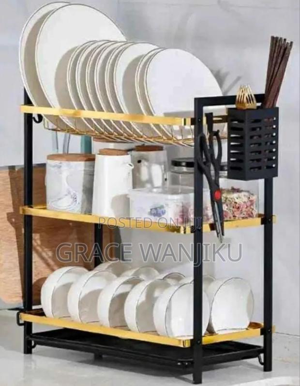 3 Layer Dishrack-Black and Gold