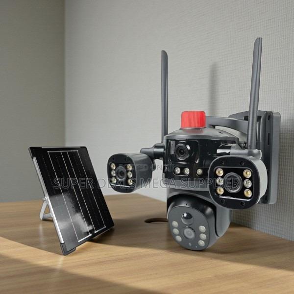 4g Multiple Lens Solar Camera With Light Alarm Siren and Hd Quality