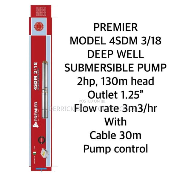 Premier 4sdm Deep Well Submersible Pump 2hp 130m