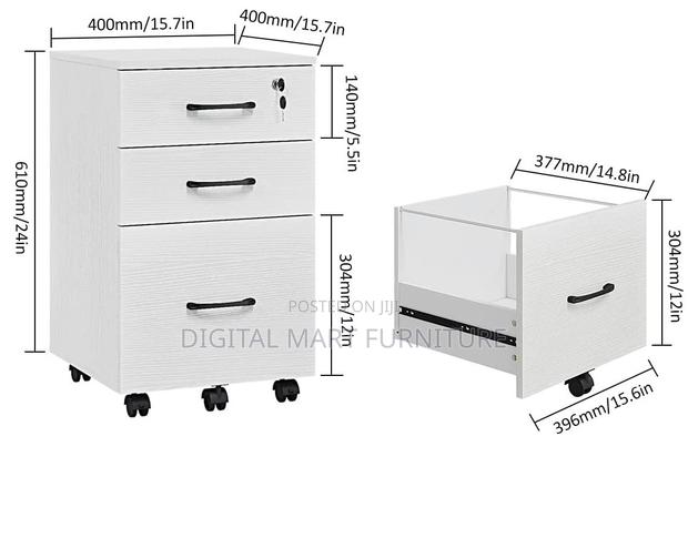 Three Drawer White Boss Fie Storage Unit - thumbnail 6