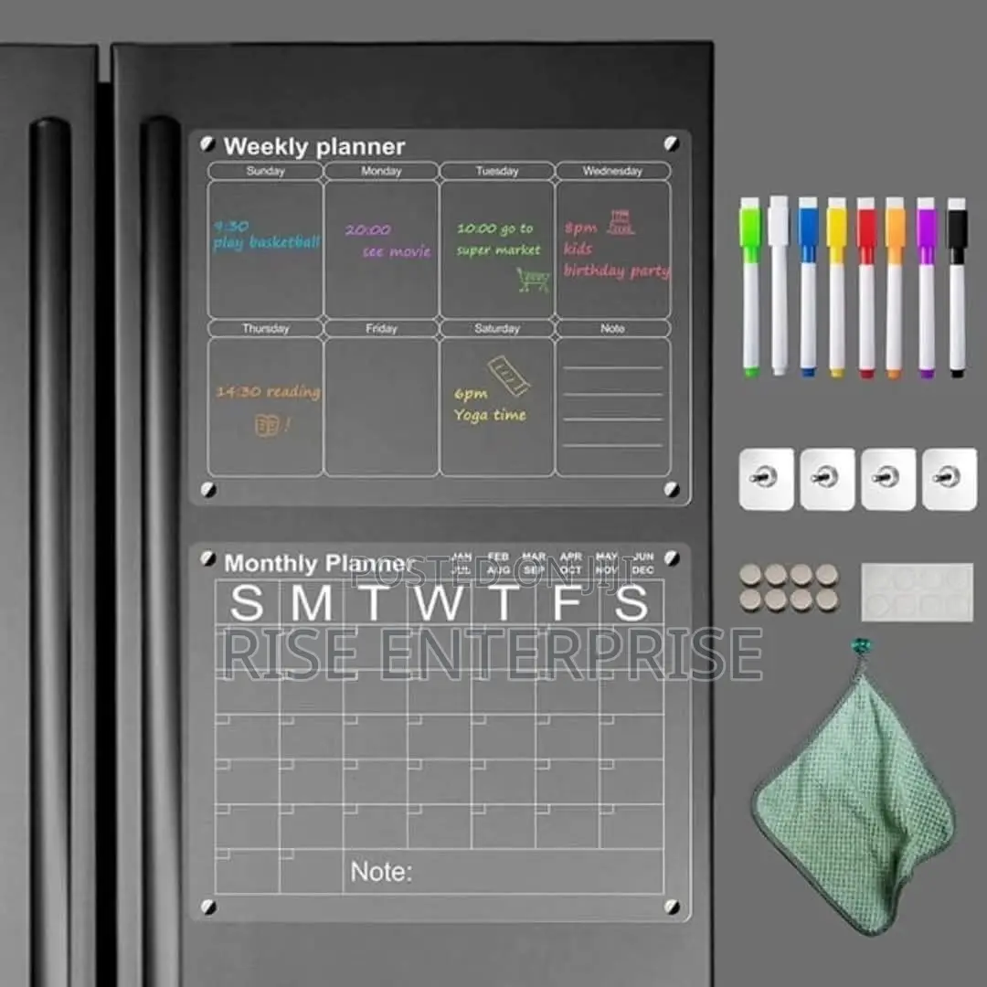 2 Pcs Set Magnetic Acrylic Montly Weekly Fridge Planner