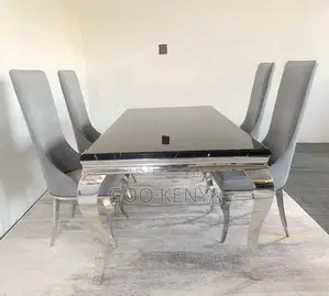 Home Dining Set; High-End Stainless Steel Dining Table With 6 Chairs