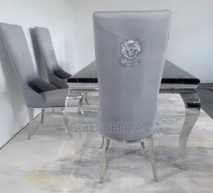 Home Dining Set; High-End Stainless Steel Dining Table With 6 Chairs