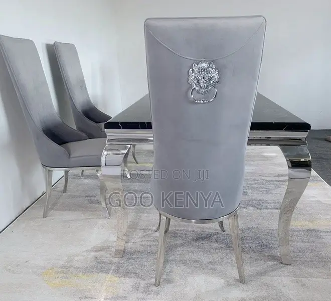 Home Dining Set; High-End Stainless Steel Dining Table With 6 Chairs