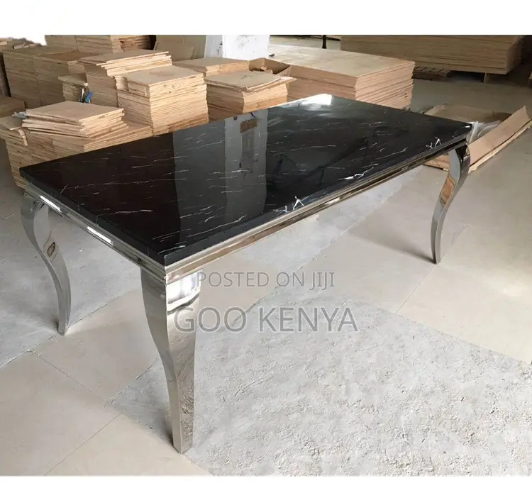Home Dining Set; High-End Stainless Steel Dining Table With 6 Chairs