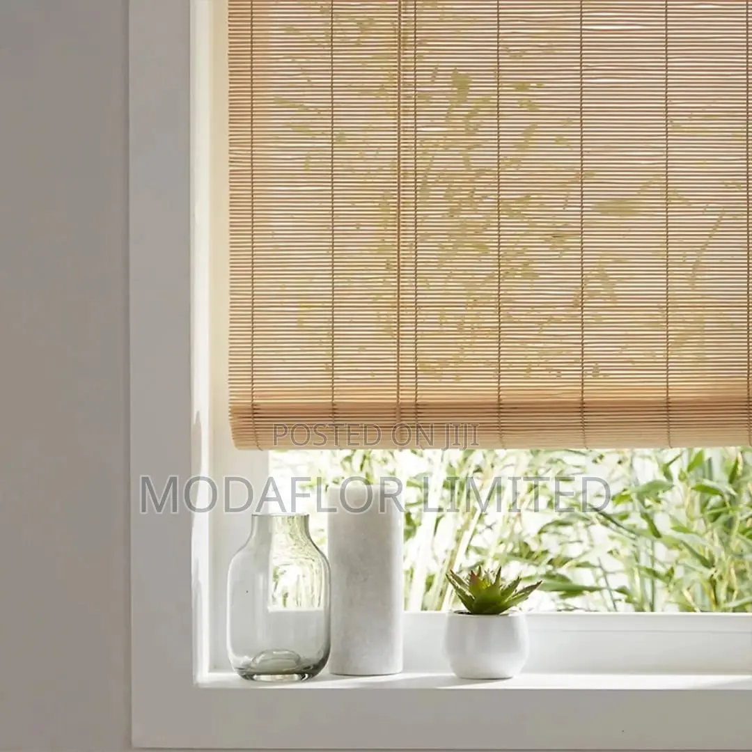 Brown Bamboo Roll-Up Blinds for Privacy
