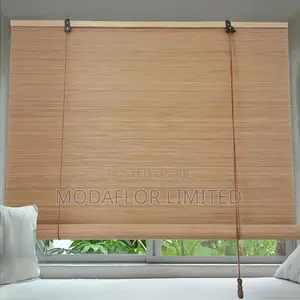 Natural Wood-Tone Bamboo Shades