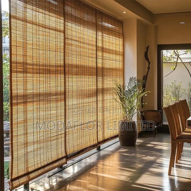 Affordable Bamboo Roll-Up Window Covers - main view