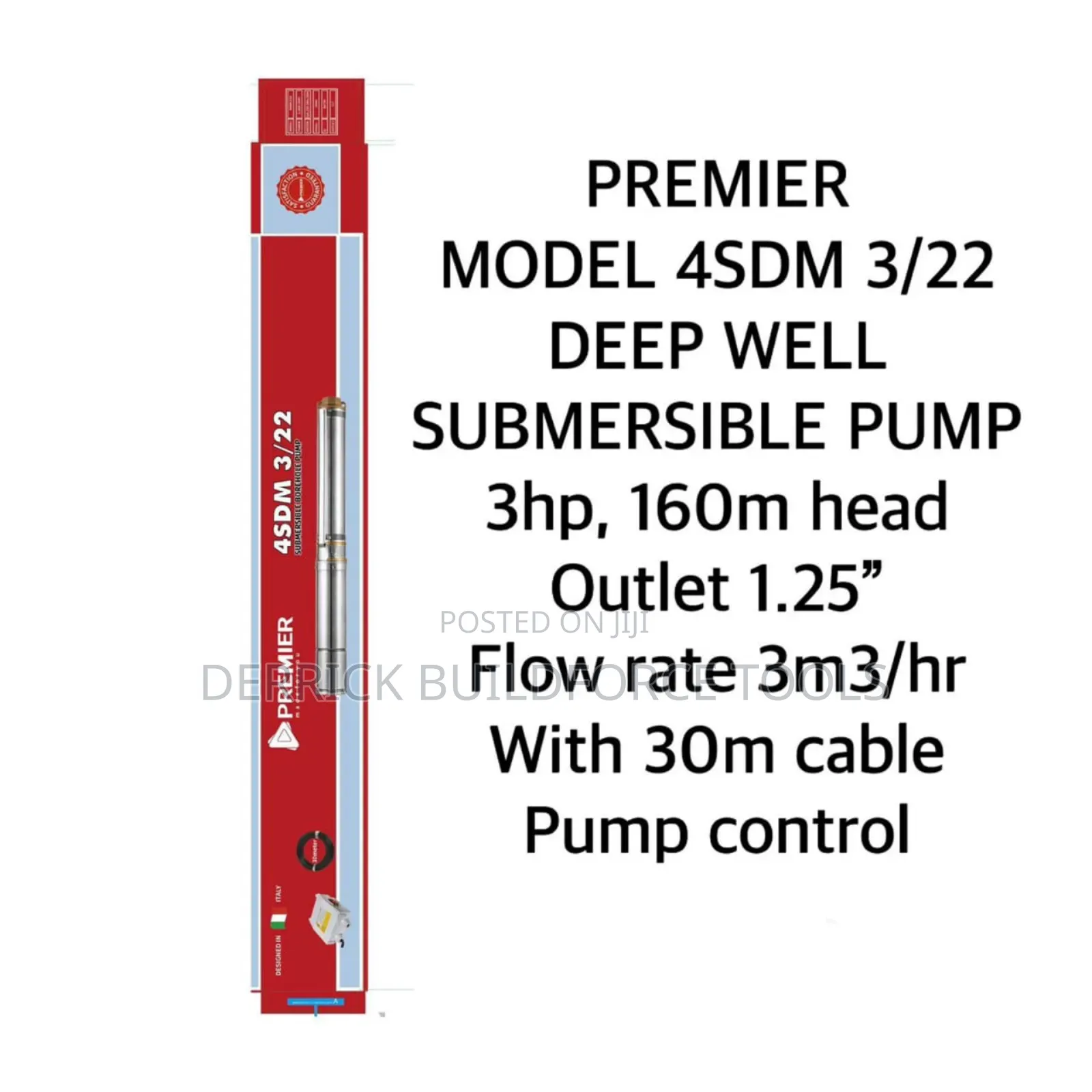 Premier 4sdm Deep Well Submersible Pump 3hp 160m